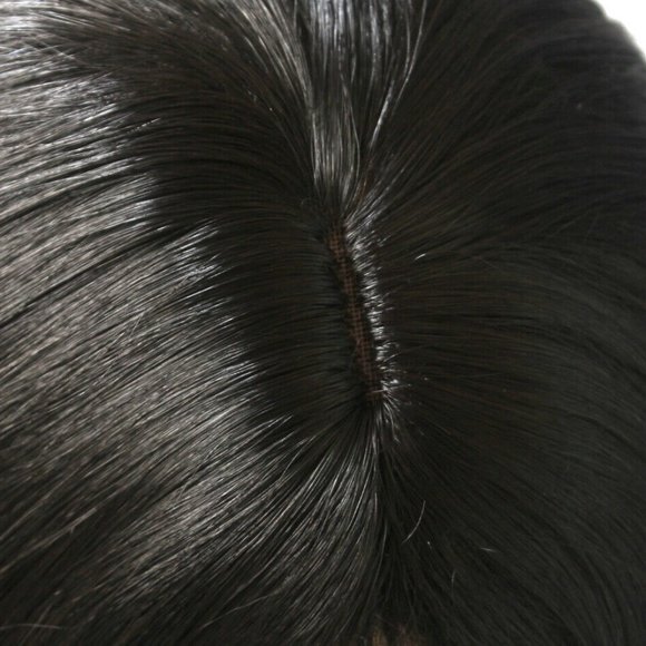 Human hair blend Wig Wvy Black Layered Heat OK - Picture 6 of 7